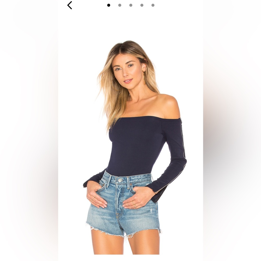 by the way. navy blue zipper off the shoulder bodysuit size xxs